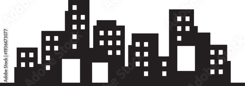 Dense urban city silhouette with numerous windows and tiered skyscraper levels for projects