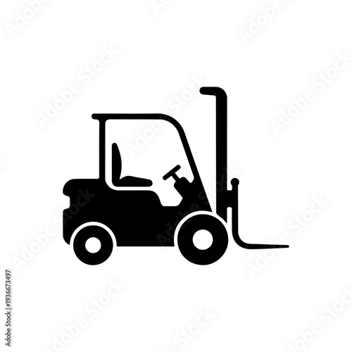 Minimalist Forklift Silhouette Icon Design.