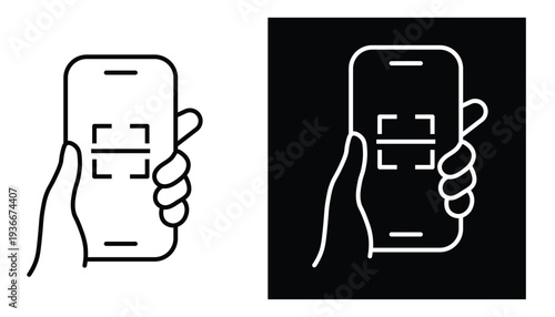 face recognition smartphone icon set biometric mobile security vector