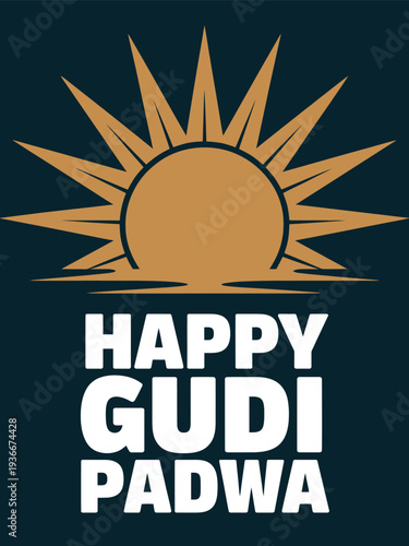 Happy Gudi Padwa Poster with Sun and Vibrant Design