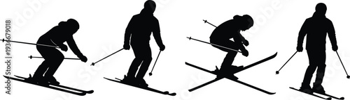 "Skiing Silhouette Vector Set"