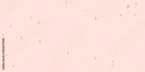 Pale pink background with scattered golden confetti or speckles