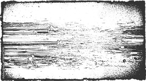 Horizontal wood grain texture with heavy grunge border and distressed timber pattern on transparent background ideal for rustic design labels and vintage wood effect overlay applications