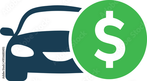 Automobile financial transaction concept illustrating vehicle pricing or car loan expenses