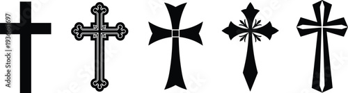 Black and white crosses symbols religious