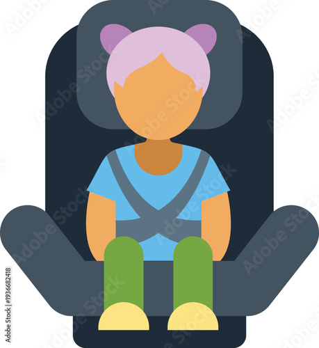 Child buckled into a car seat, ensuring safety and protection while traveling