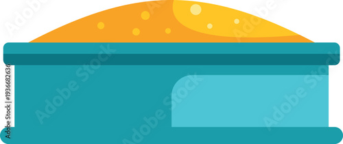 Sandbox filling with golden sand for outdoor recreation