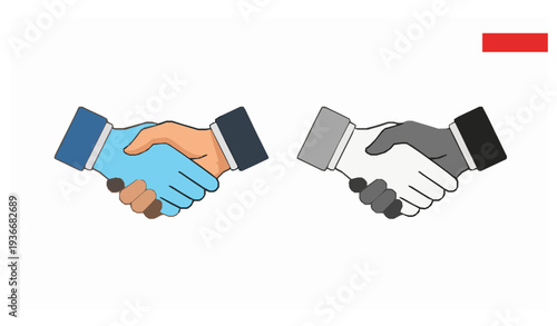 Business handshake illustration in color and monochrome vector