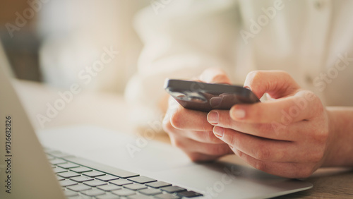 Checking mobile phone and sending messages	