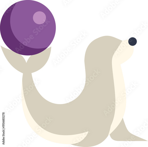 Playful seal performing a trick, balancing a ball with its nose