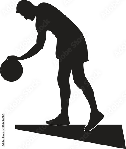 a player placing ball on the ground, vector design