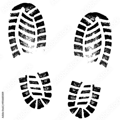Shoe sole imprint. Boot footprint. Vector silhouette. The imprint of a military boot