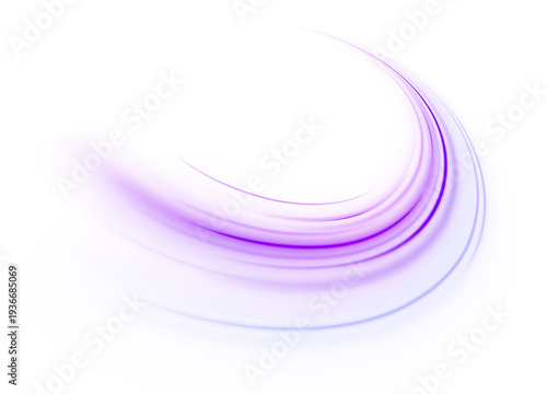 Purple and blue neon waves swirl across a dark background. Bright light trails create a dynamic sense of motion and energy. Perfect for futuristic technology themes.