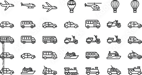 Black and white transportation vehicles cars trucks buses