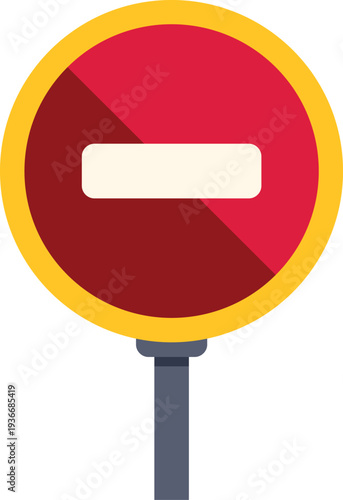 Round red traffic sign prohibiting entry or showing a stop signal