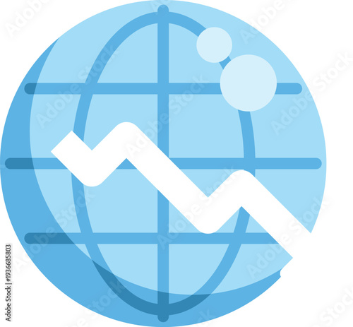 Globe icon showing a declining chart line, symbolizing economic downturn