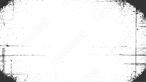 Old grunge frame on transparent background texture vector illustration, vintage paper border, dark worn edges, distressed surface overlay