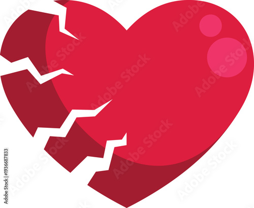 Red heart showing cracks and pieces separating, representing pain and emotional distress