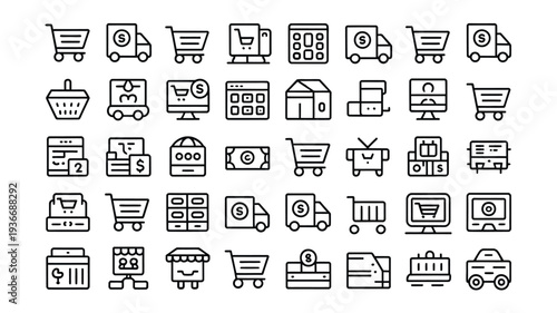 Shopping cart vector icons for e-commerce and online business illustration