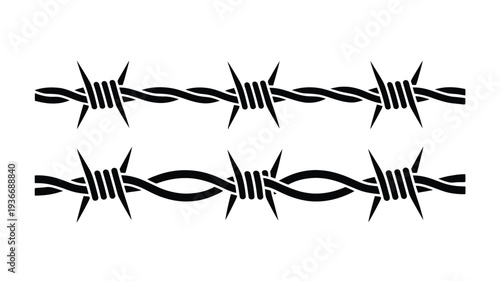 Barbed wire icon illustration for security and warning signs