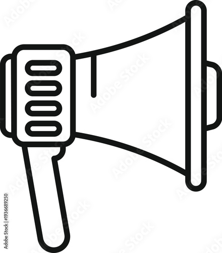 Megaphone line icon illustrating a bullhorn for making a loud public announcement