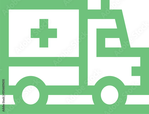 A green ambulance icon on a white background for medical or emergency concepts

