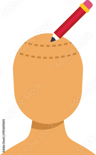 Bald head receiving cosmetic surgery planning for hair regrowth treatment