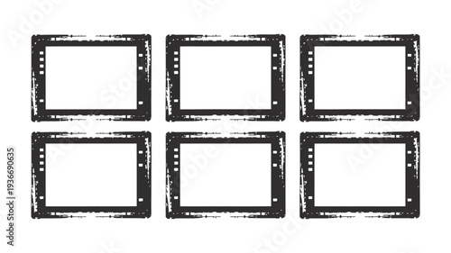 Film strips icon set in black and white illustration style