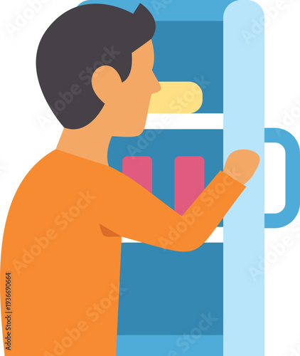 Person opening the refrigerator door for food and beverages