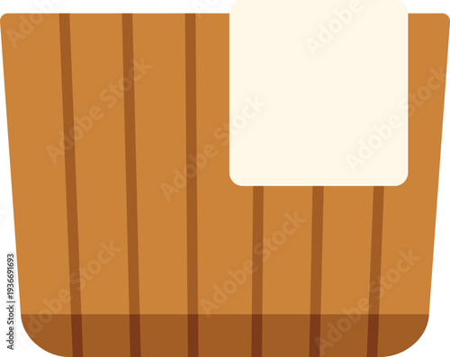 Wooden tub with a towel for spa, bath, or sauna relaxation and wellness concepts