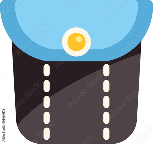 Pouch representing a bag or pocket with a flap closure in flat icon style