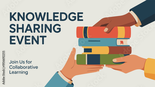 Hands exchanging stack of colorful books for knowledge sharing and collaborative learning event