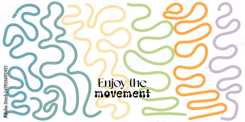 Creative background featuring colorful doodle wave patterns with motivational text for modern minimalist digital layouts.