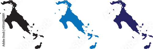 High-Quality Silhouette Map Collection of The Bahamas Islands – Modern Flat Vector Outline in Multiple Colors for Caribbean Travel, Geography, and Tourism Design