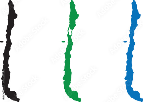 Detailed Silhouette Map of Chile Collection in Multiple Colors - Isolated Vector Outline of South American Country with Easter Island Inset