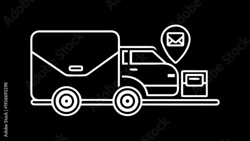 Delivery truck with package and map location