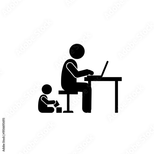 Remote worker with child at home office