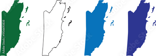 Belize Map Silhouette Collection - Detailed Country Outline and Vector Icons in Green, Blue, and Line Art Styles for Caribbean Travel and Geography Design