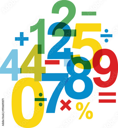 Create a realistic Numbers vector art with white background..