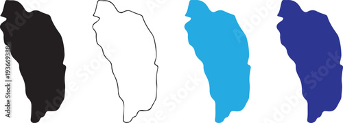 Dominica Map Silhouette Collection – Detailed Caribbean Island Vector Outlines in Black, Blue, and Line Art Styles for Graphic Design and Cartography