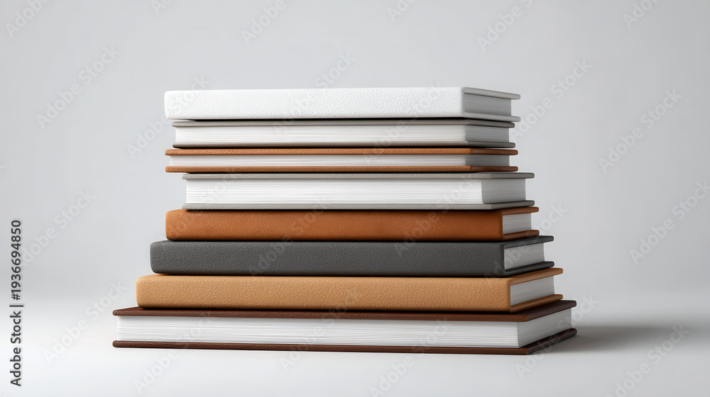 Fototapeta premium Blank Notebook Stack Mockup for Stationery Design