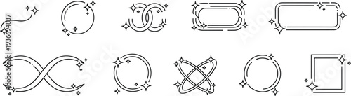 Decorative Sparkling Frames and Borders Icon Set"