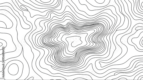 Topographic map illustration with contour lines on white background