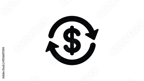 Dollar icon with circular arrows in blue gradient illustration