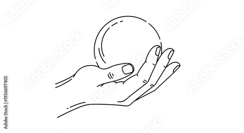 Hand Holding a Transparent Sphere Ball Isolated White Background