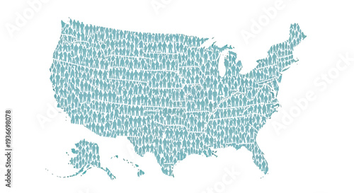 Crowd of people forming a map of the United States