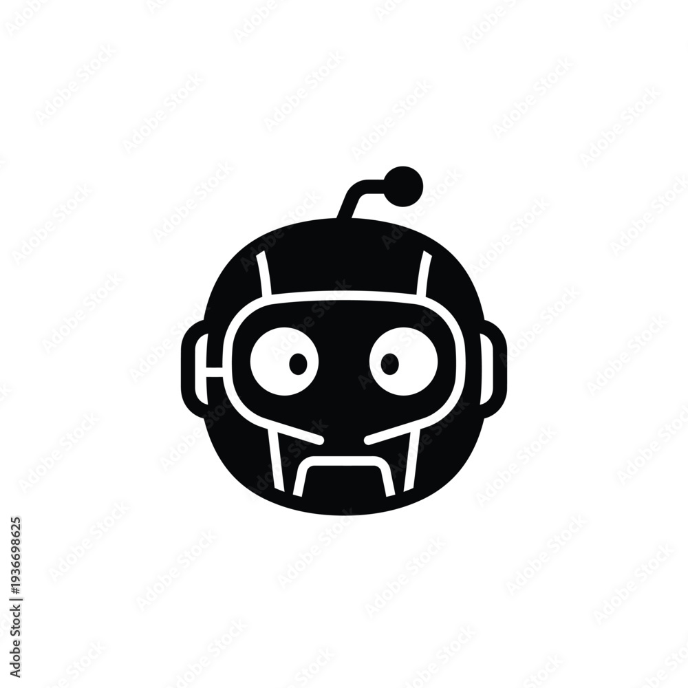 Fototapeta premium AI Robot Avatar Chunky Mascot Glyph