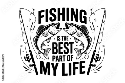 Fishing vector illustration with fishing rods and fish