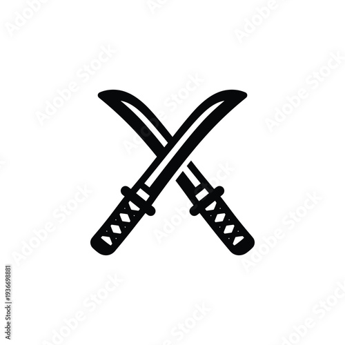 Crossed Samurai Katanas Mascot Glyph