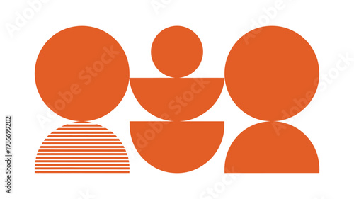People icons set in modern orange vector illustration style